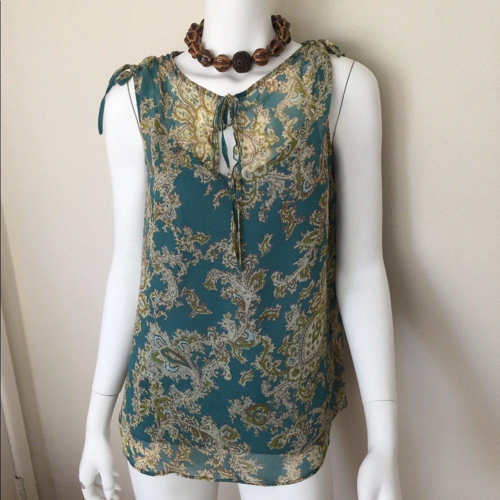 NWT Talbots lined sleeveless paisley top